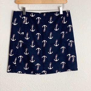 J. Crew Factory Navy & White Anchor Skirt Sz 2